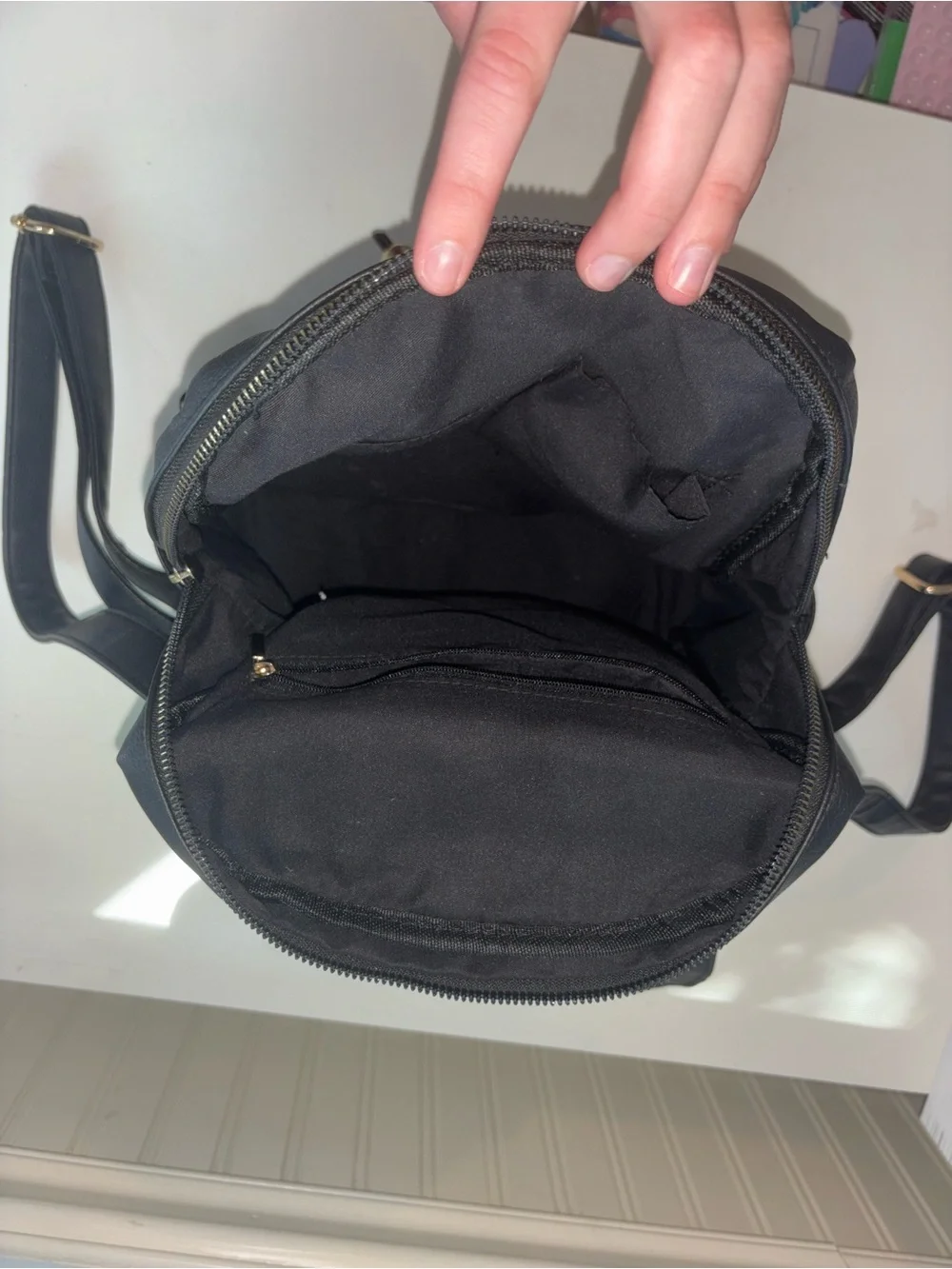 Classic Black Leather Women's Backpack
